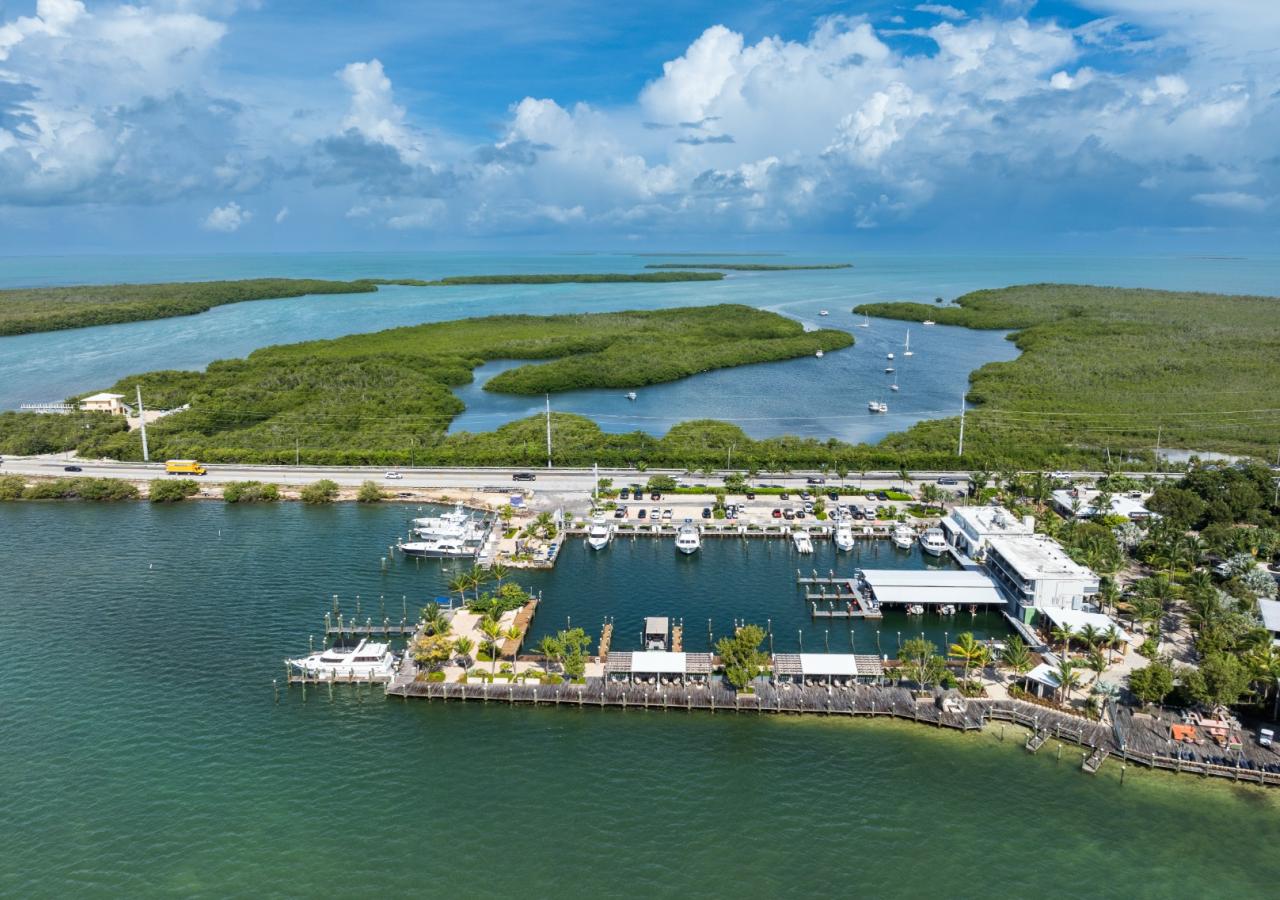 An aerial view of Three Waters Resort & Marina.