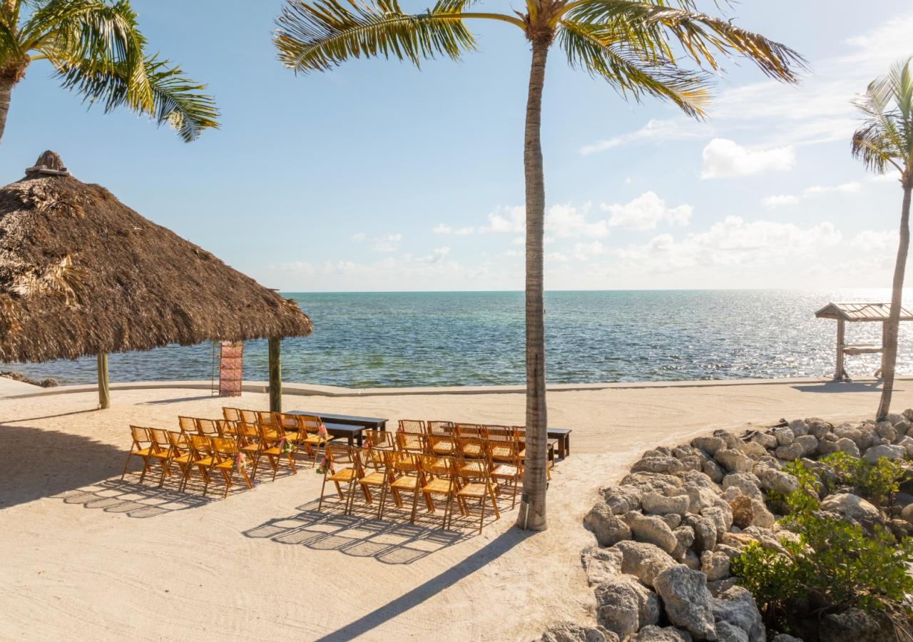 A wedding ceremony ocean front at La Siesta.