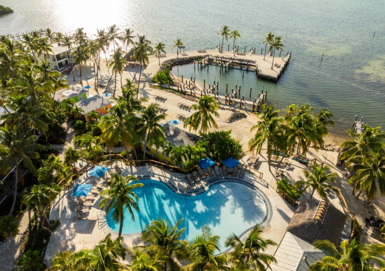An aerial view of La Siesta Resort & Villas, an oceanfront resort in the Florida Keys.