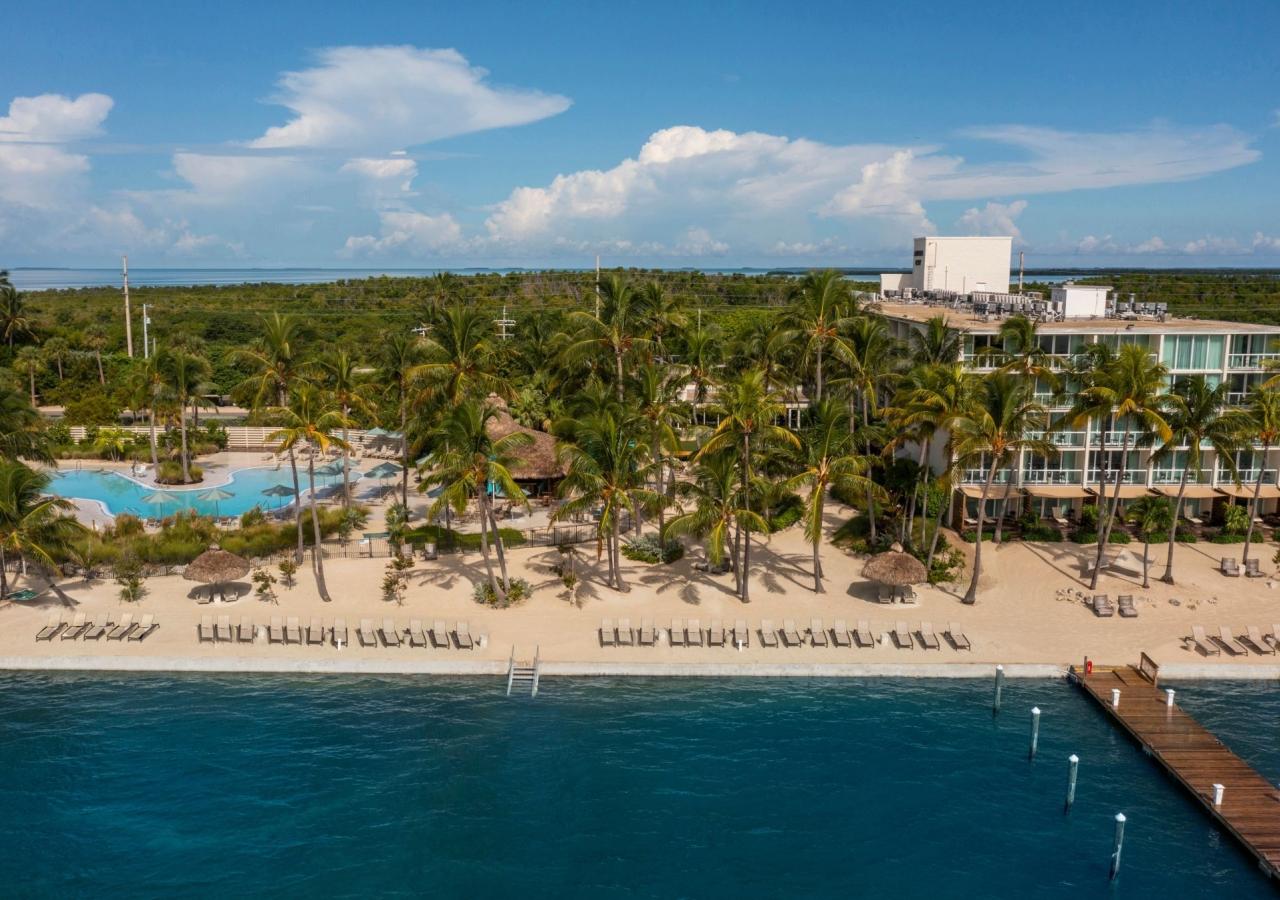 Aerial view of Amara Cay Resort showing the beach and property