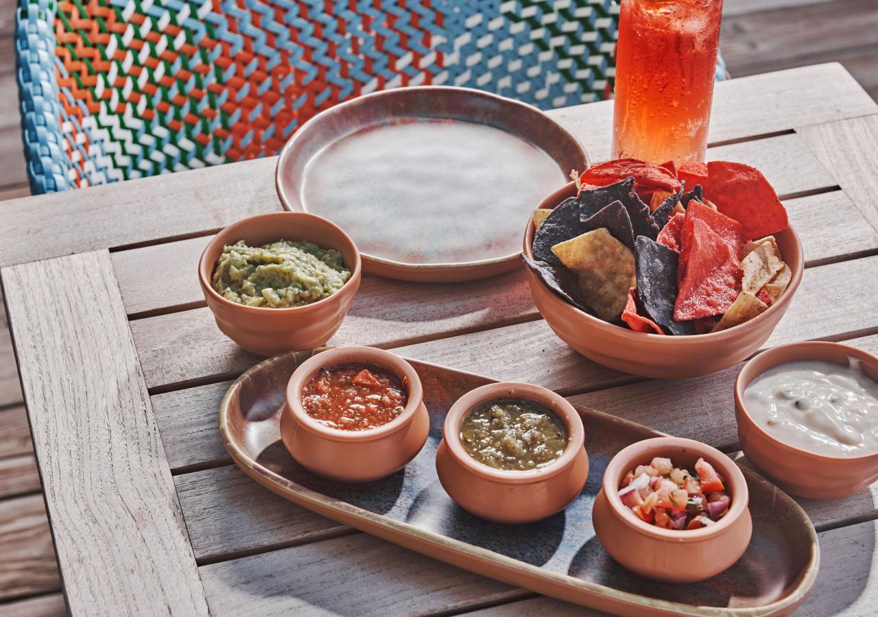 The salsa flight offered at Mercado Merada
