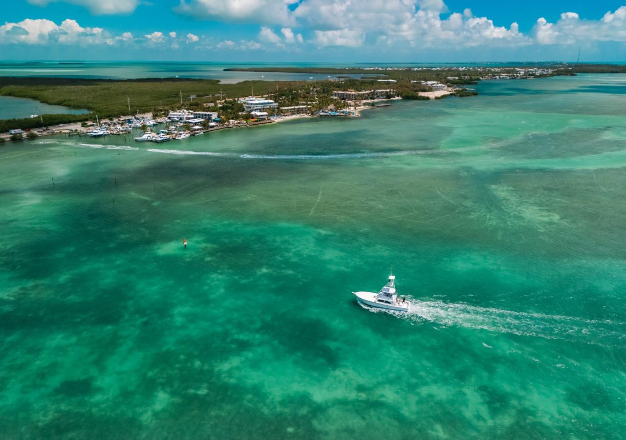 A fishing charter headed back to Three Waters Resort & Marina after the first day of fishing for Helm to Hearth.