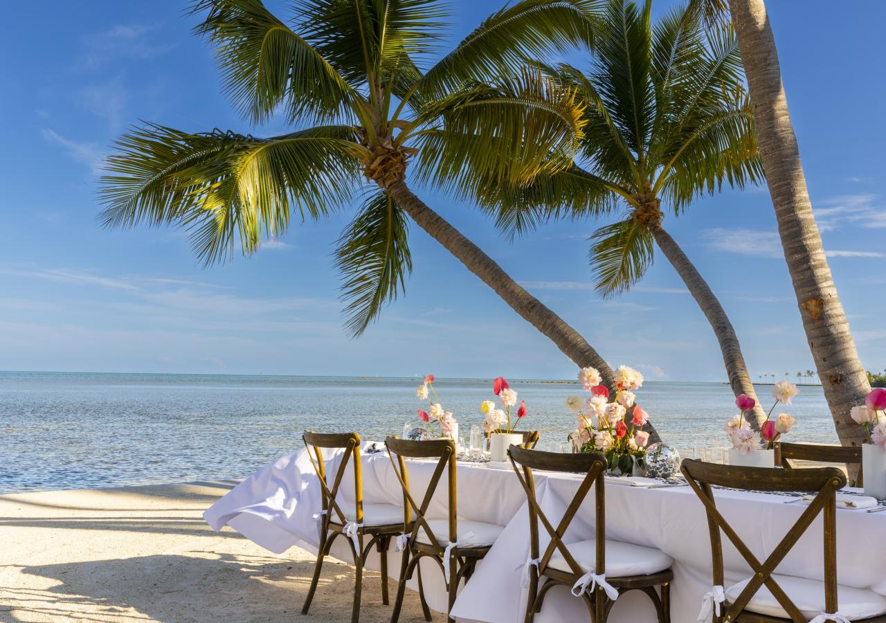 Wedding set up on the beach in front of the ocean