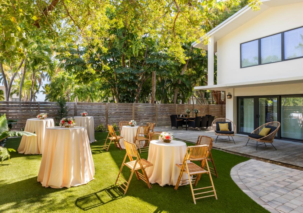 A backyard wedding set up at La Siesta in Islamorada.