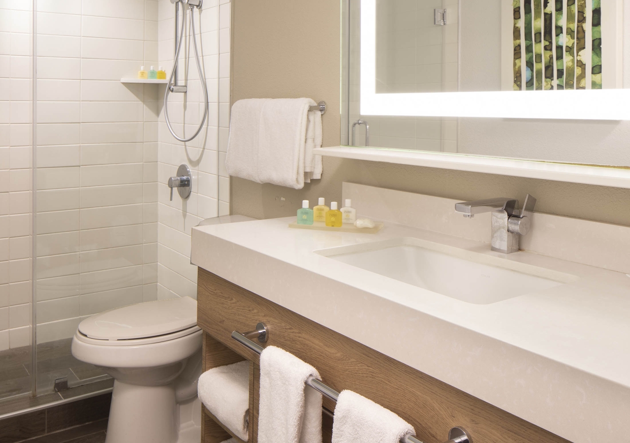 bathroom with long vanity