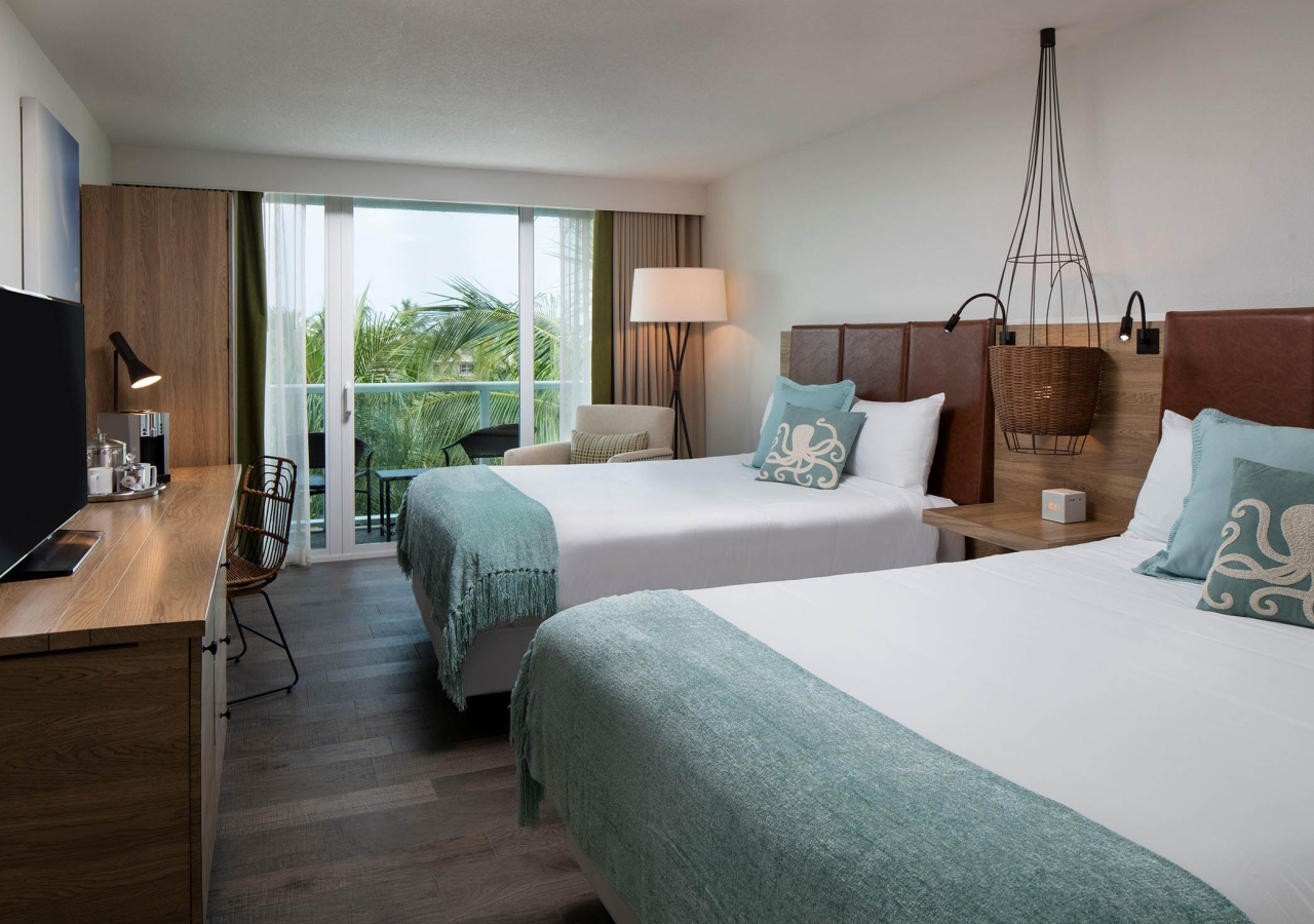 bedroom with two queen beds