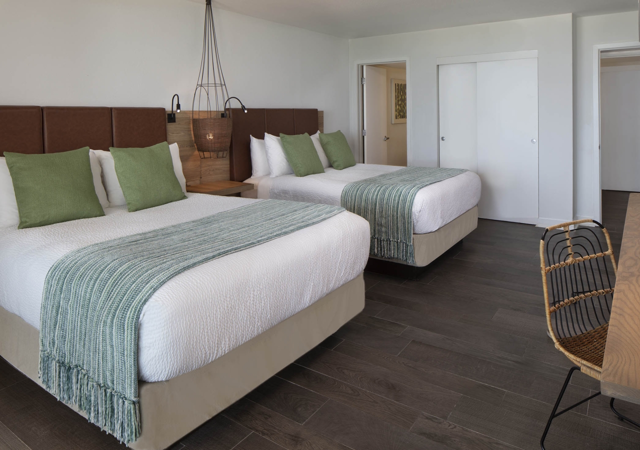 bedroom with two queen beds