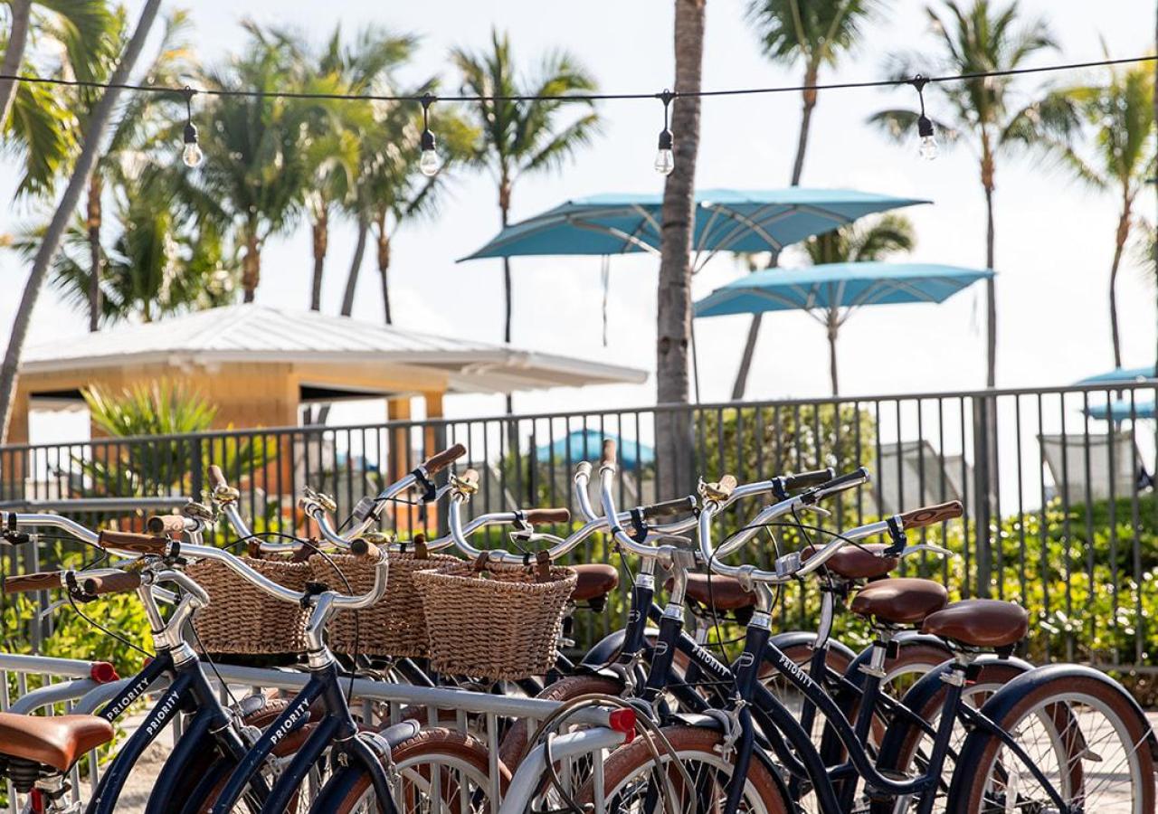 Bikes set up on property at Three Waters Resort and Marina in the Florida Keys.
