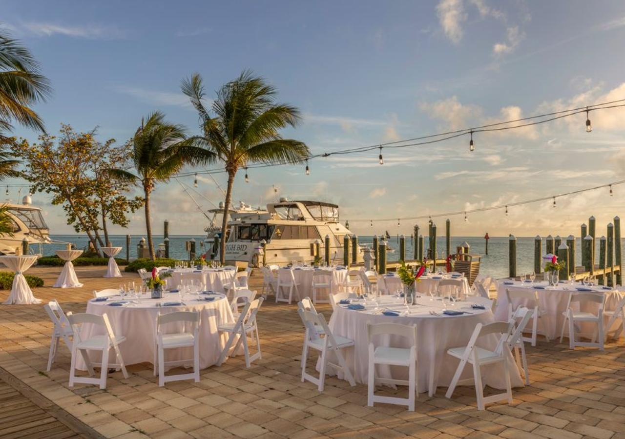 wedding table's set up at bimini's point