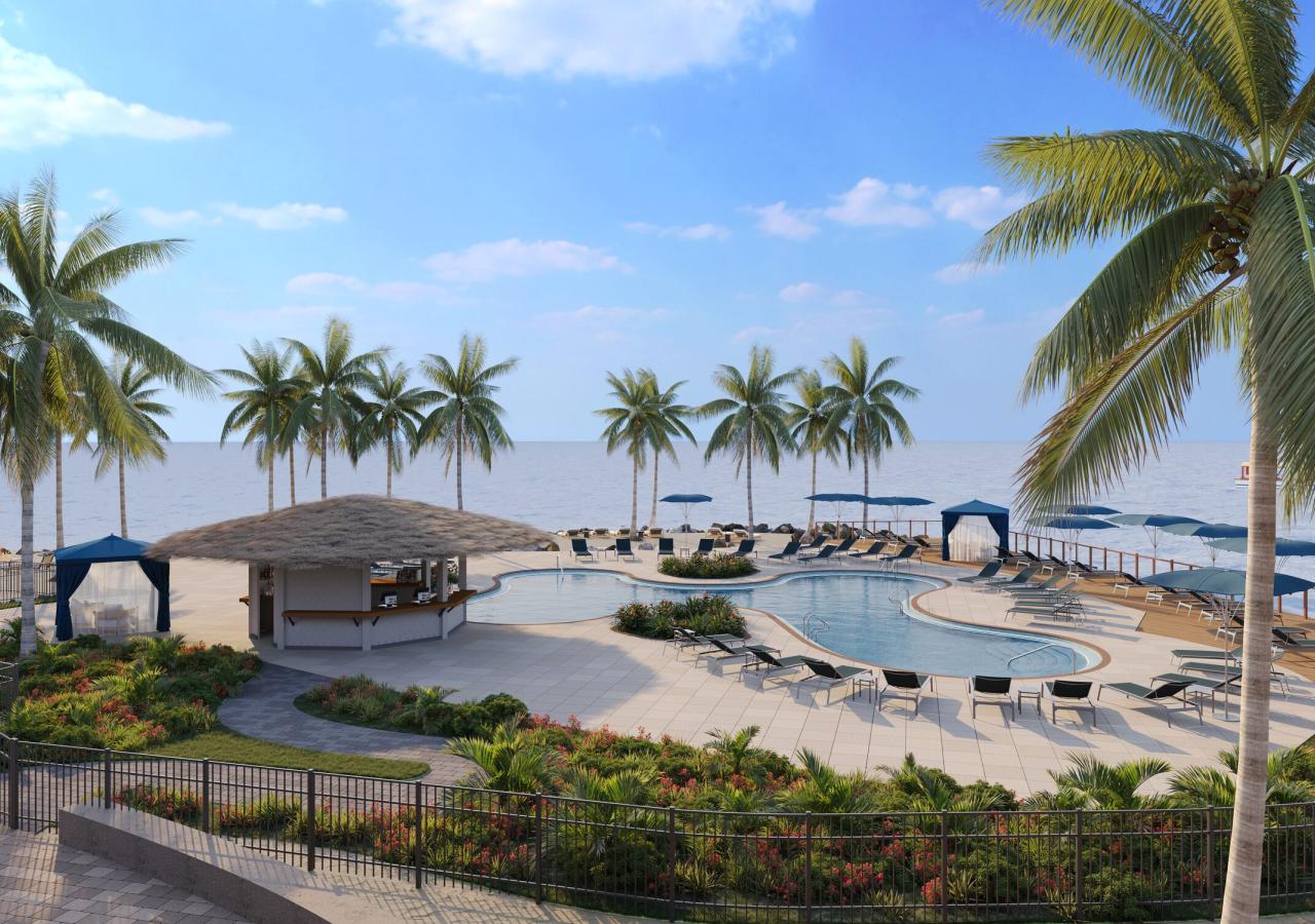 A rendering of the Kokomos Poolbar at Three Waters Resort & Marina