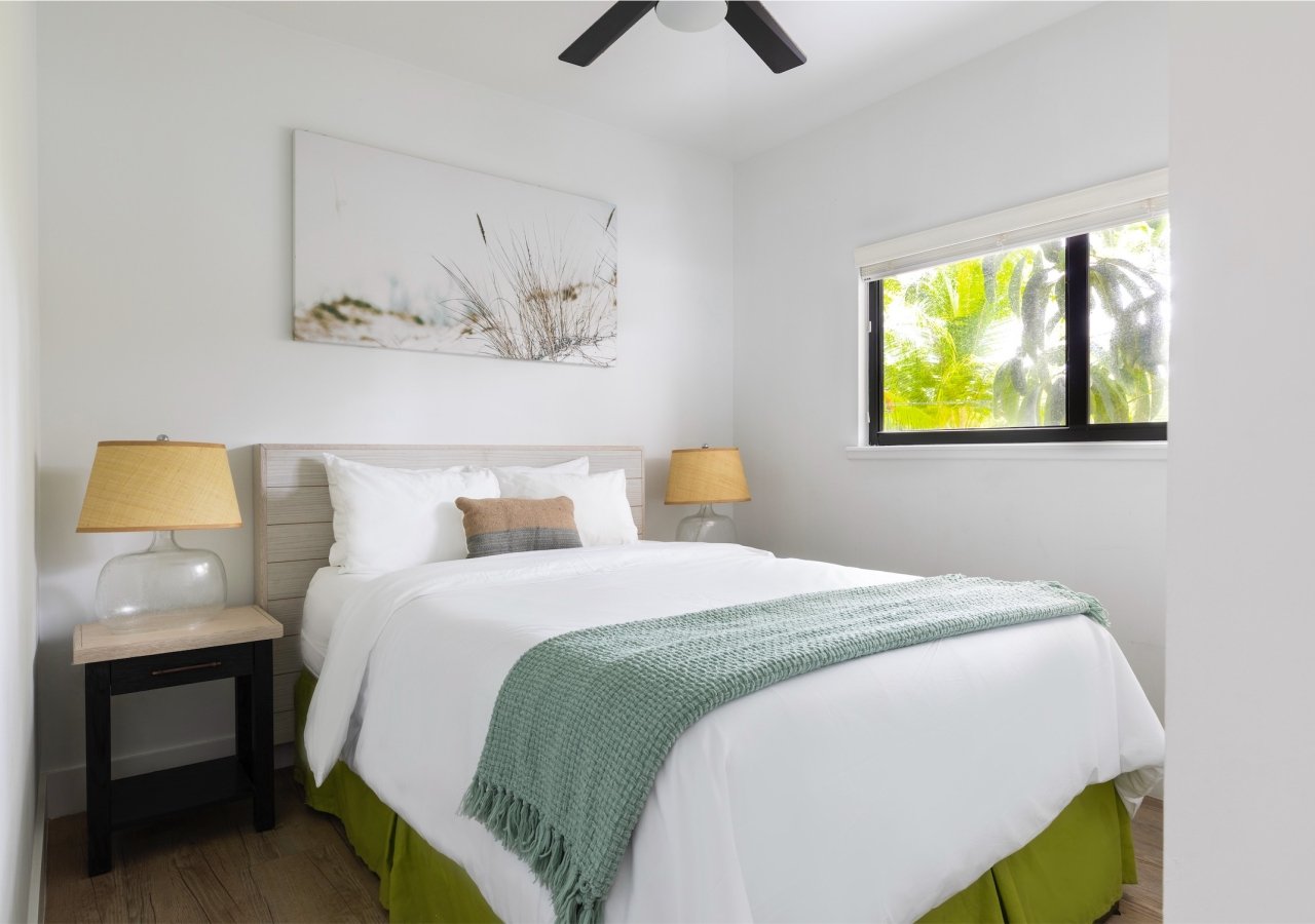 bedroom with bed and two bedside tables