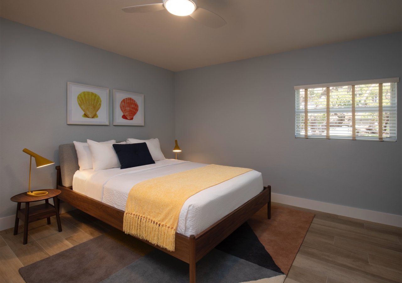 bedroom with bed and nightside table