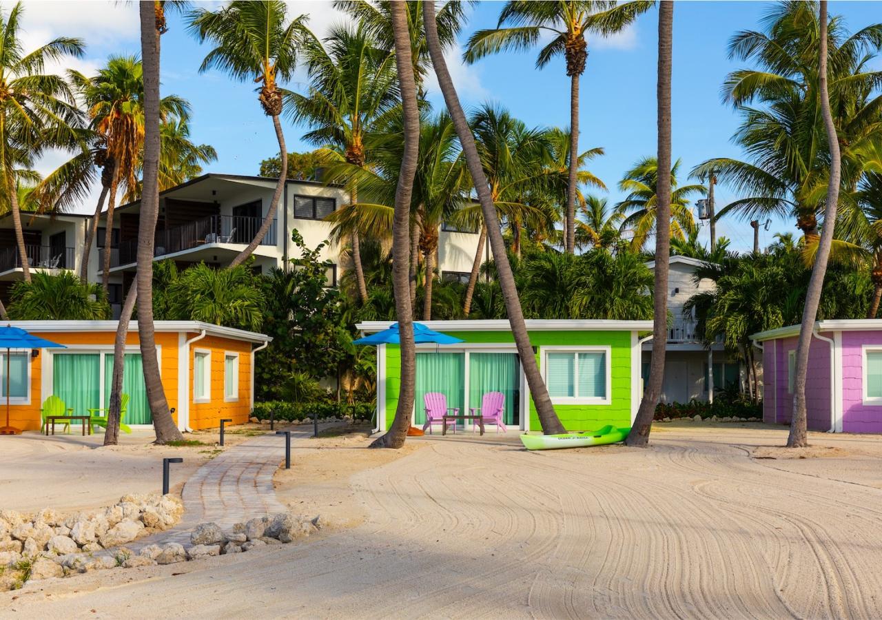 colourful beachfront cottages