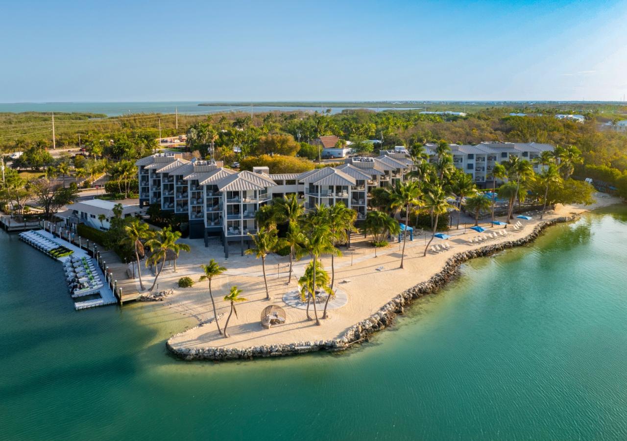 An overview of Fire Beach at The Cove.
