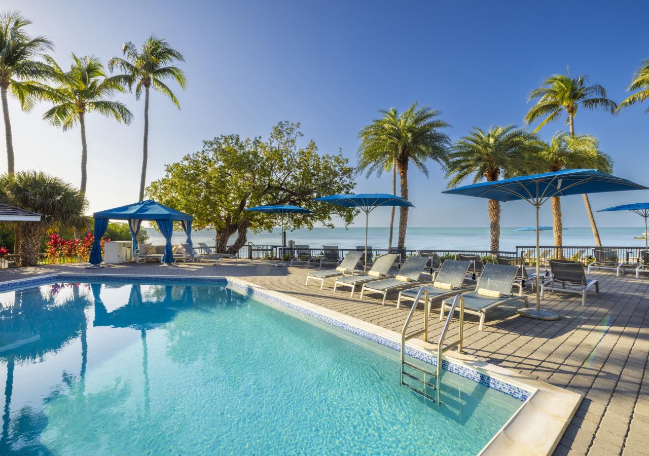 View of the Cove Pool with the ocean in the background