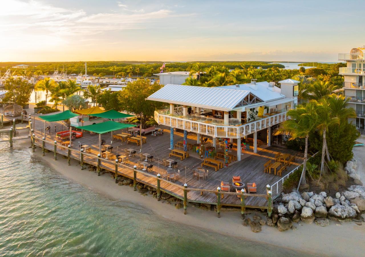 Aerial view of Three Waters Resort showing restaurants Mercado Morada and Little Limon