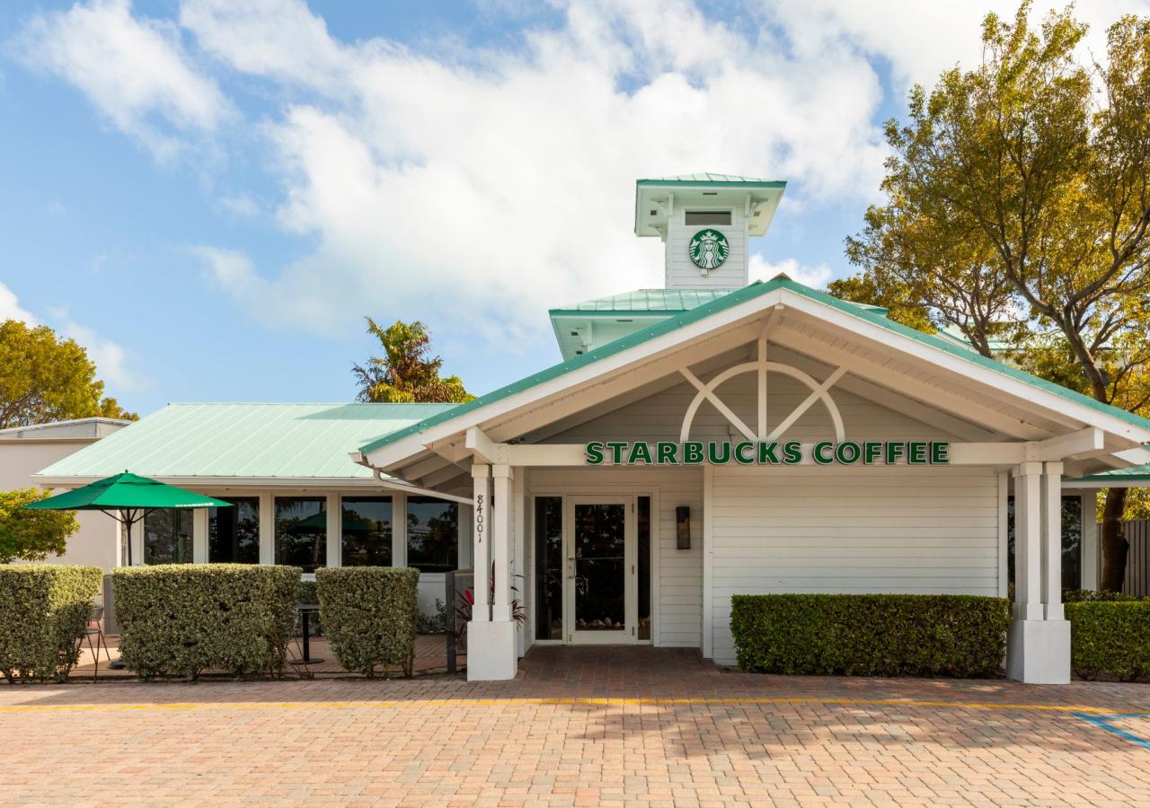 Starbucks exterior image with a blue sky