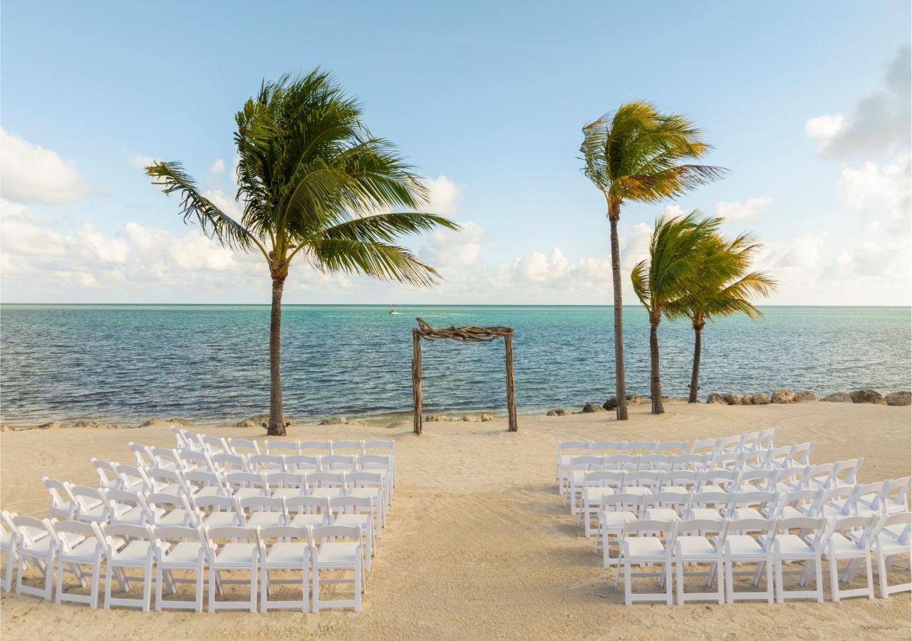 Wedding set up on the beach overlooking the ocean