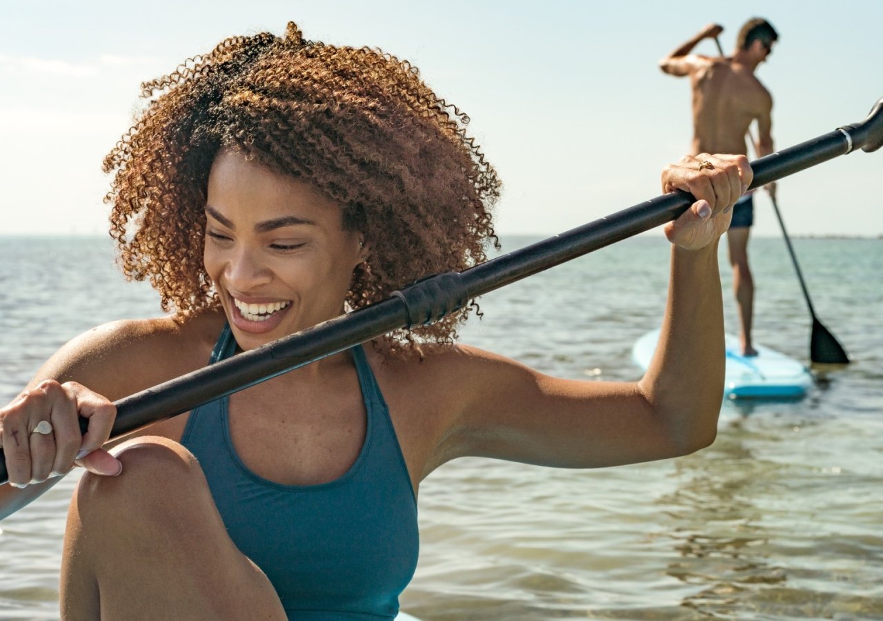 Woman paddleboarding