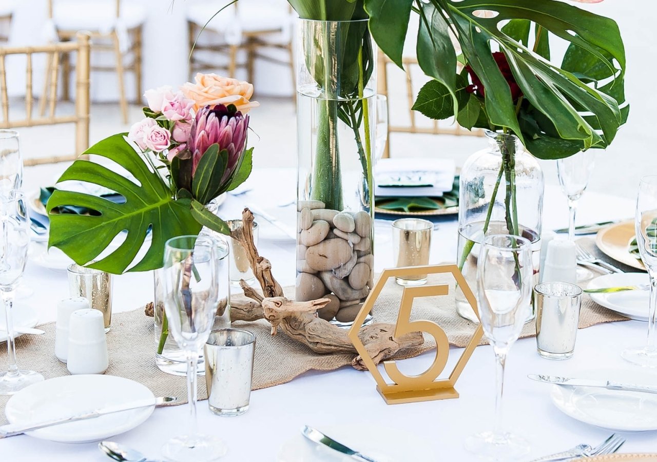 table set up for an outdoor wedding dinner reception