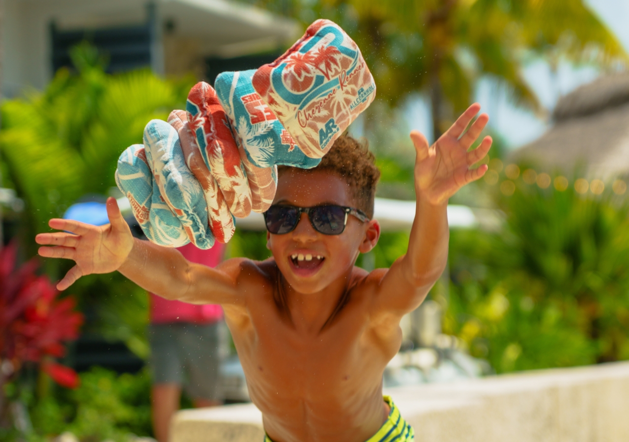 child playing beach games