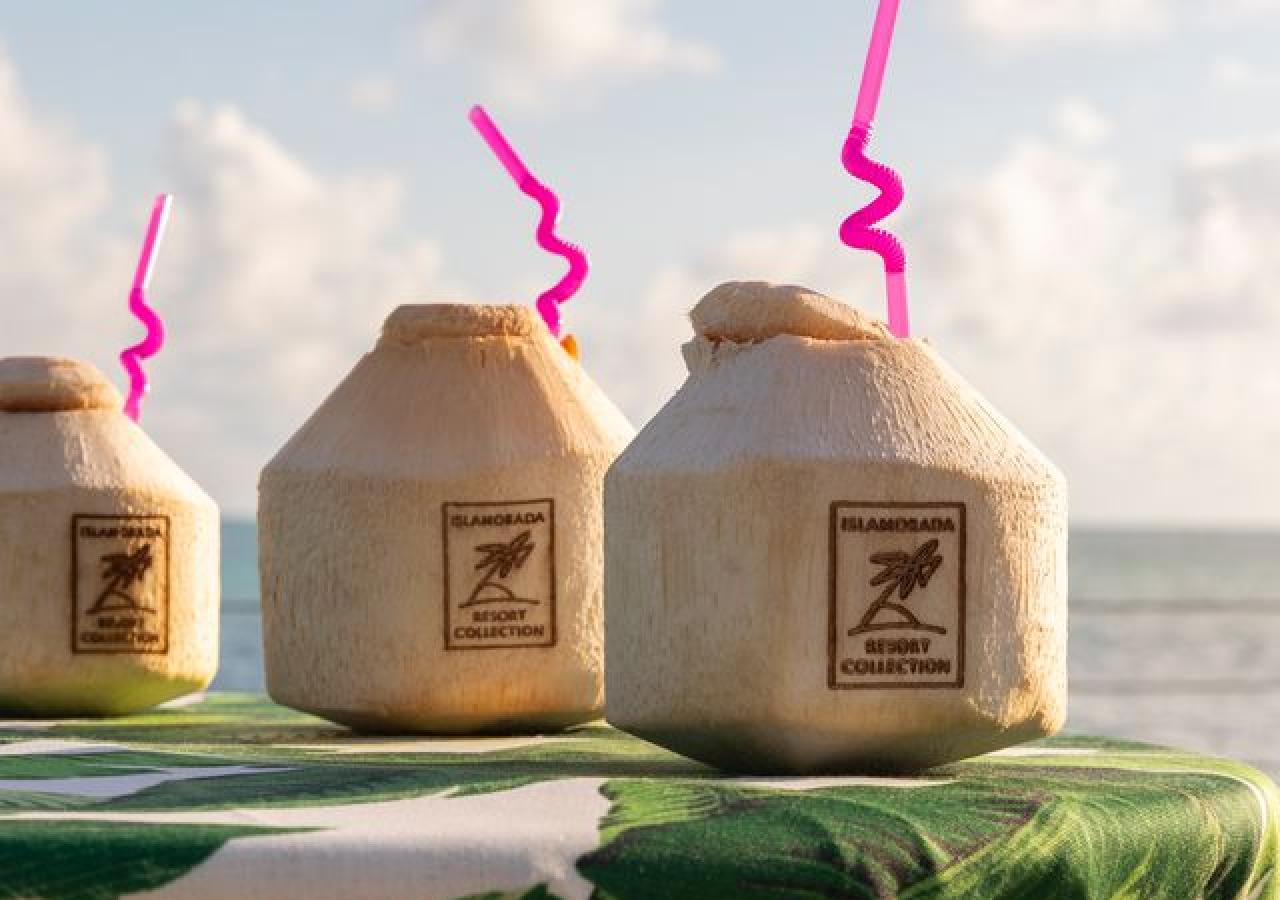 coconut beverages on a table