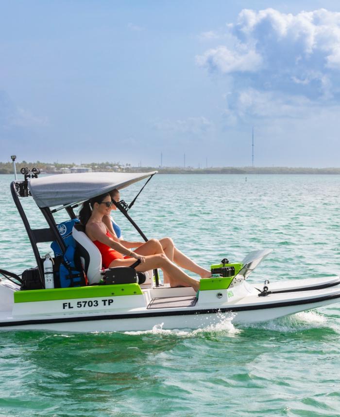 Couple on paddle boat 