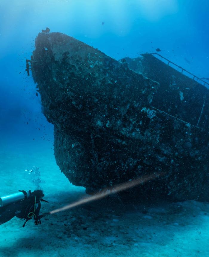 Scuba diver checking out a wreck