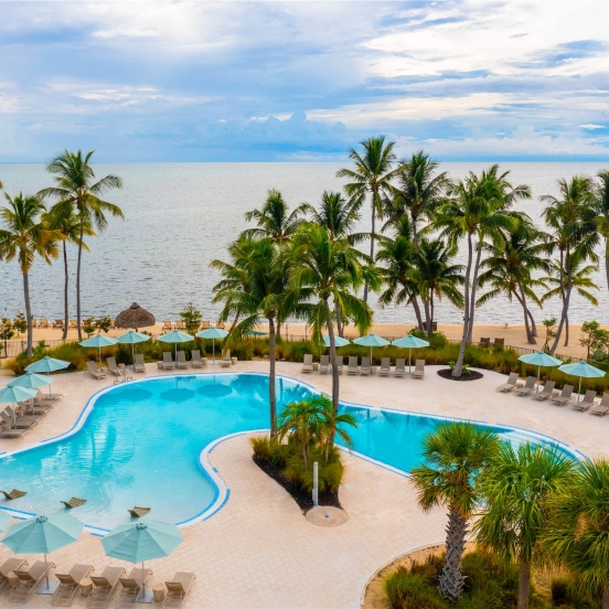 aerial of the pool at amara cay resort