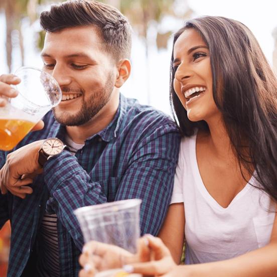 Couple drinking beer
