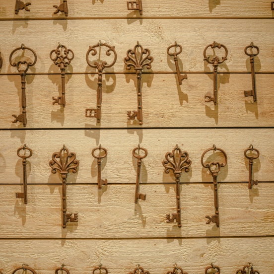 Keys hanging on wall