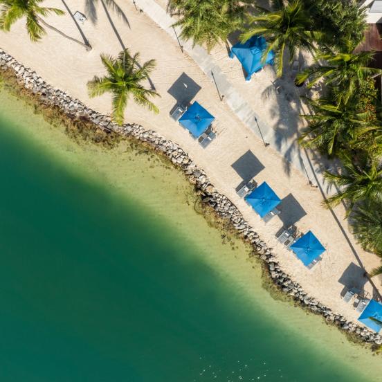 Aerial view of Mangrove Beach at The Cove in Islamorada.