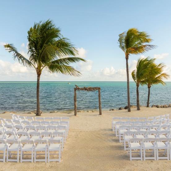 Wedding set up on the beach overlooking the ocean