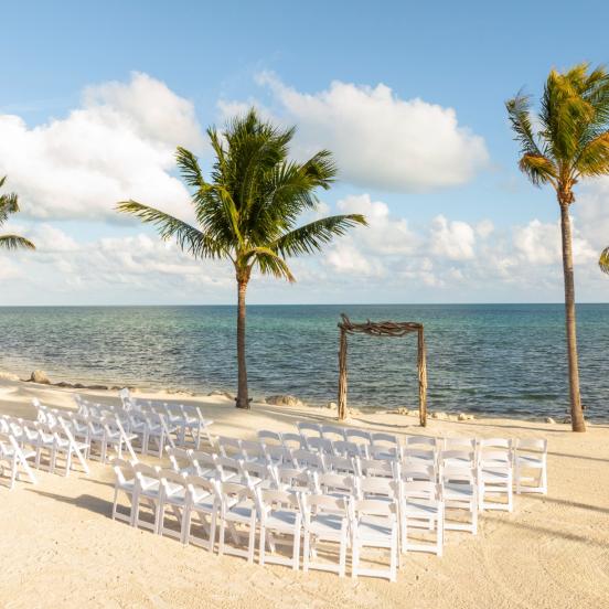 A beach ceremony set up at Three Waters Resort & Marina