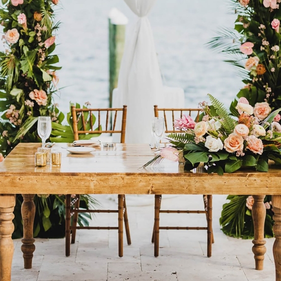 signing table decorated with flowers