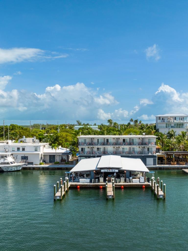 An overview of the marina at Three Waters Resort.