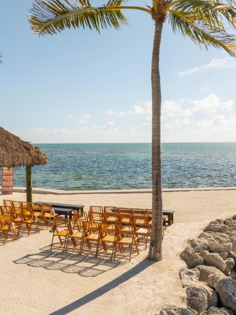 A wedding ceremony ocean front at La Siesta.