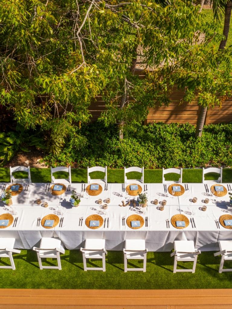 A backyard event set up at BOTE House at La Siesta in Islamorada.