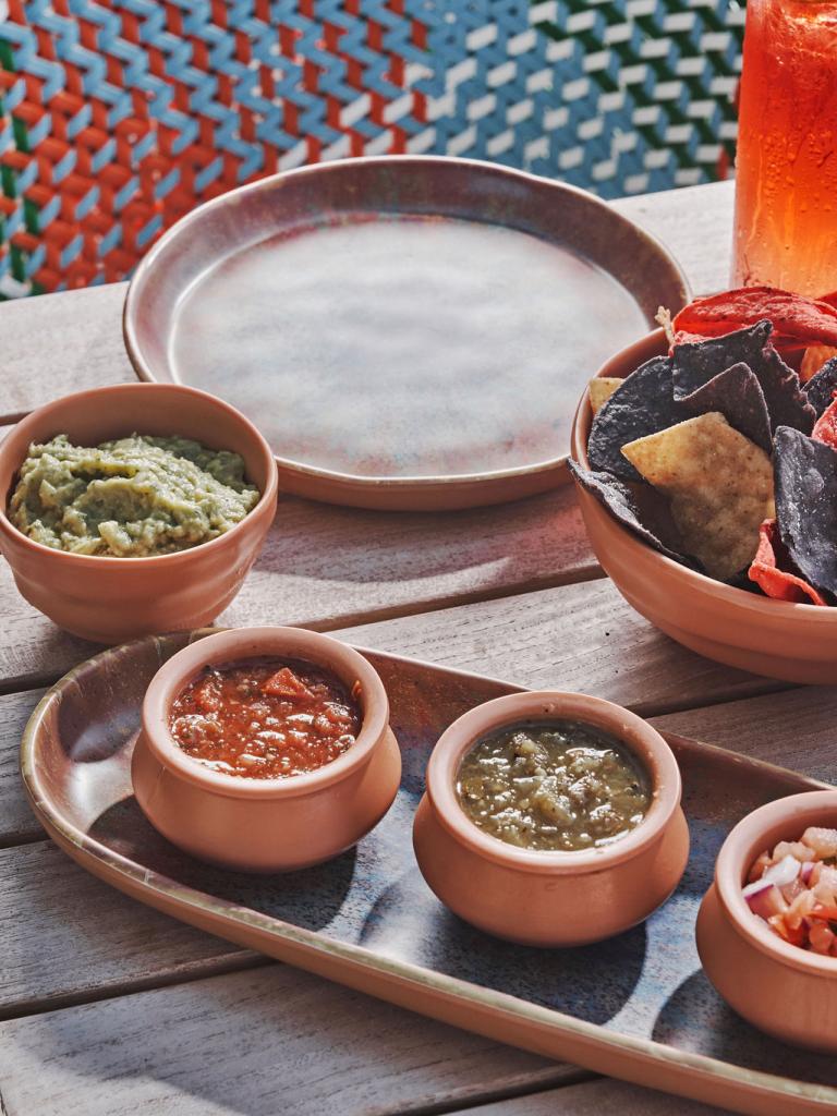 The salsa flight offered at Mercado Merada