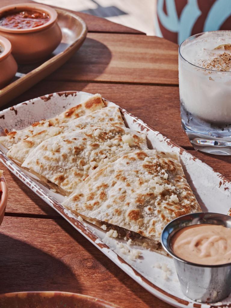 Quesadilla with Salsa Flight,  Mercado Morada
