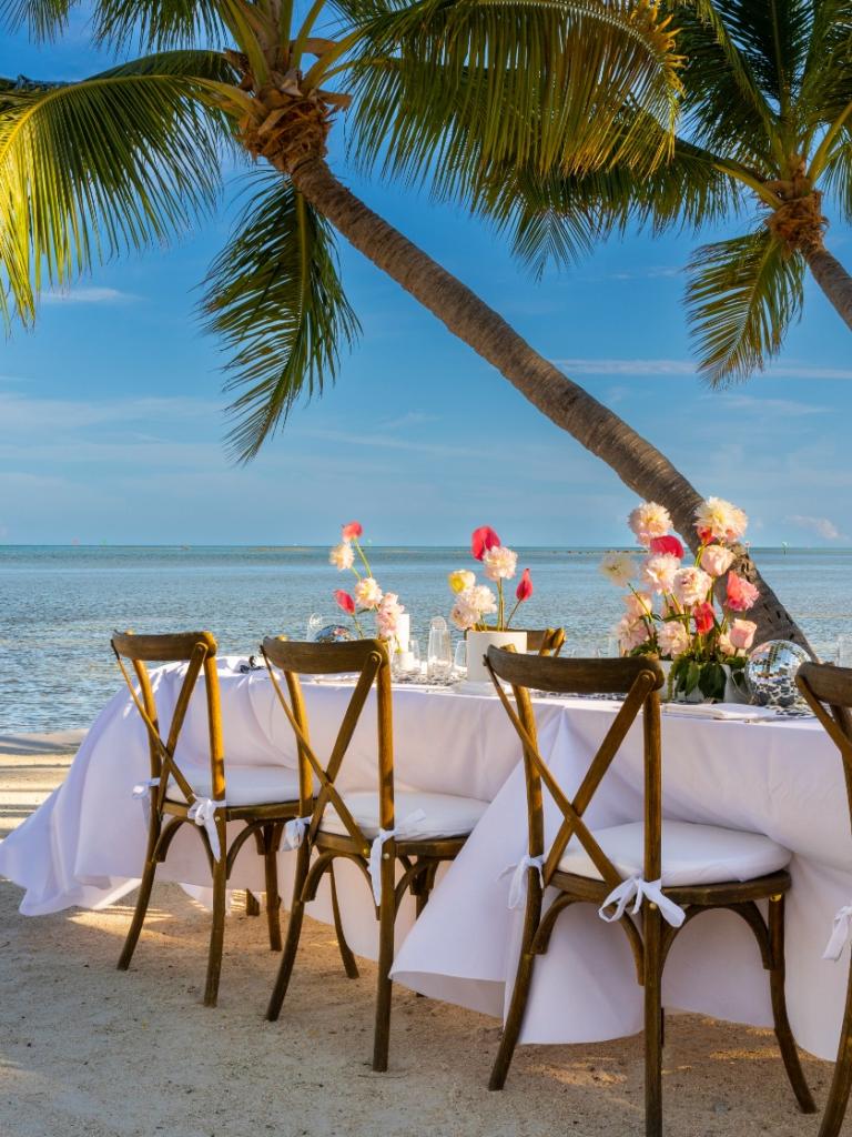 An oceanfront wedding reception in Islamorada.