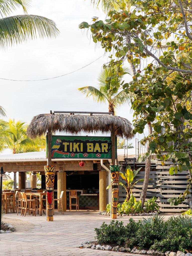 The original Tiki Bar sign at Three Waters Resort & Marina in Islamorada, Florida.