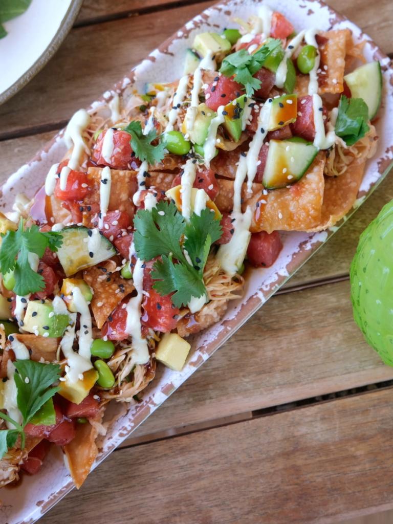 Tuna nachos from Tiki Bar in Islamorada, Florida at Three Waters Resort & Marina.