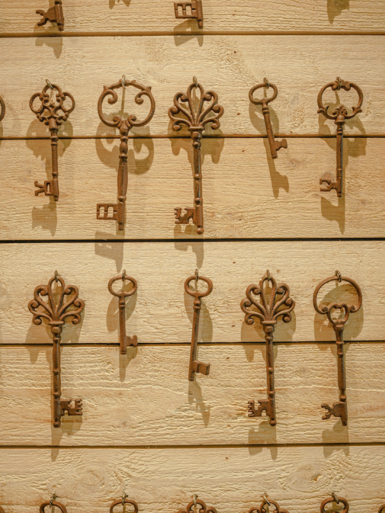 Keys hanging on wall