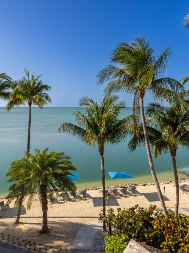 An ocean view of the beach at The Cove in Islamorada.