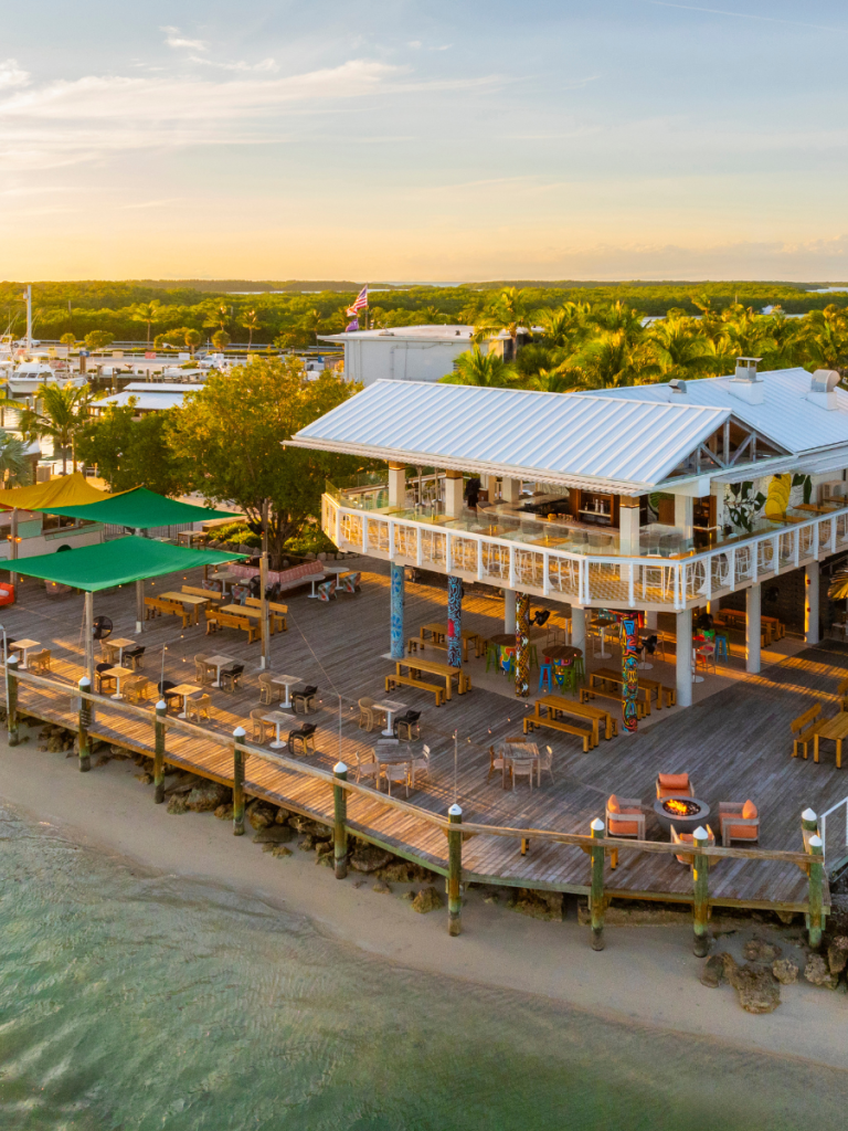 Aerial view of Three Waters Resort showing restaurants Mercado Morada and Little Limon