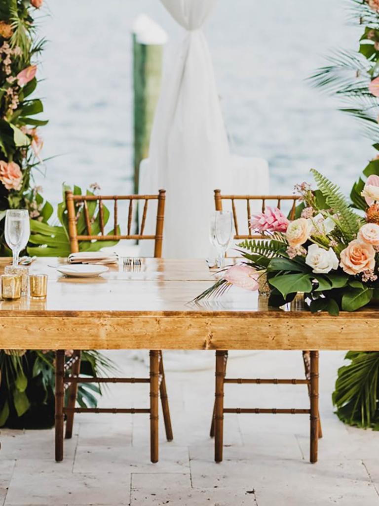 signing table decorated with flowers
