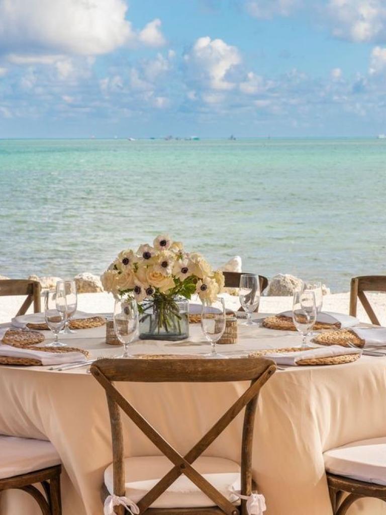 table set up on the beach