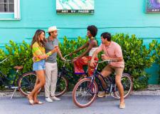 Folks on bikes