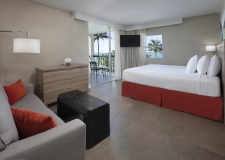 bedroom with sitting area and balcony